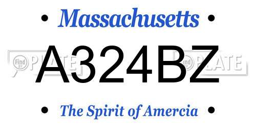 A324BZ Massachusetts License Plate