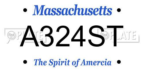 A324ST Massachusetts License Plate
