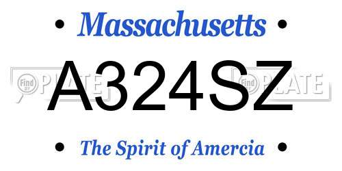 A324SZ Massachusetts License Plate