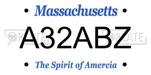 A32ABZ Massachusetts License Plate