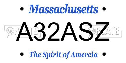 A32ASZ Massachusetts License Plate