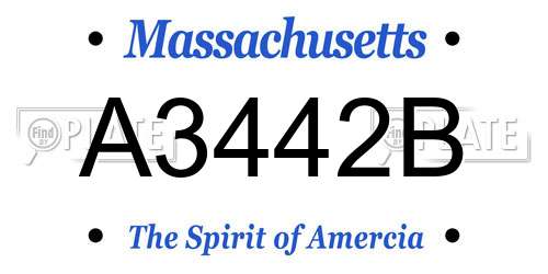 A3442B Massachusetts License Plate