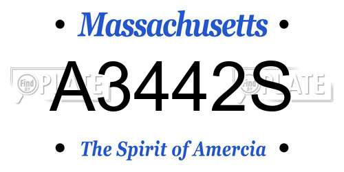 A3442S Massachusetts License Plate