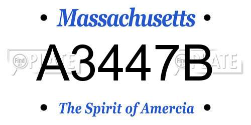A3447B Massachusetts License Plate