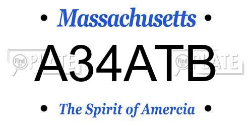 A34ATB Massachusetts License Plate