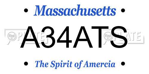 A34ATS Massachusetts License Plate