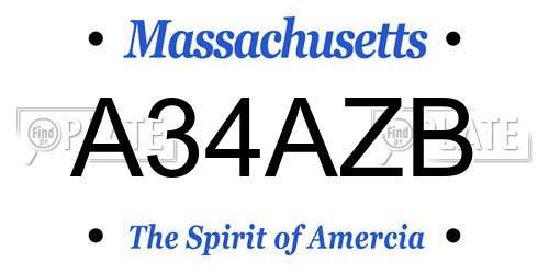 A34AZB Massachusetts License Plate