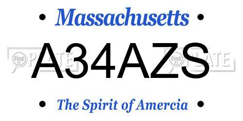 A34AZS Massachusetts License Plate