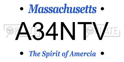 A34NTV Massachusetts License Plate