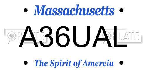A36UAL Massachusetts License Plate