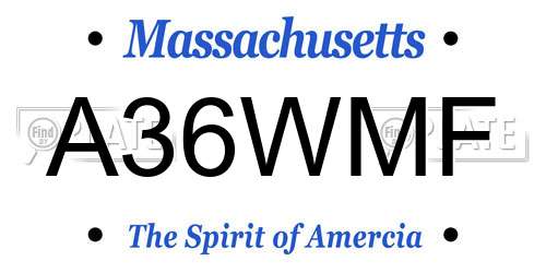 A36WMF Massachusetts License Plate