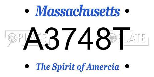 A3748T Massachusetts License Plate
