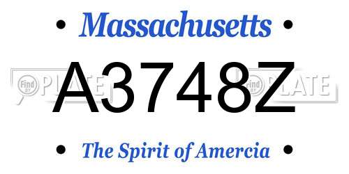 A3748Z Massachusetts License Plate