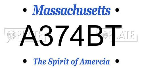 A374BT Massachusetts License Plate