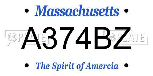 A374BZ Massachusetts License Plate