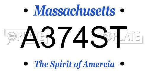 A374ST Massachusetts License Plate