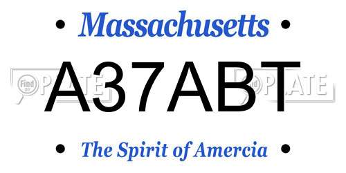 A37ABT Massachusetts License Plate