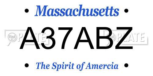 A37ABZ Massachusetts License Plate