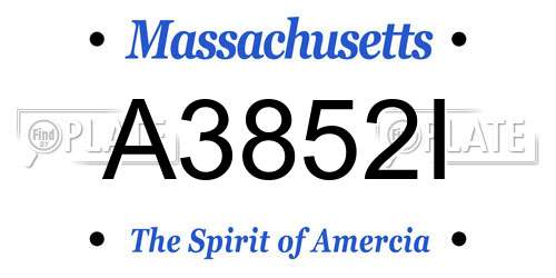 A3852I Massachusetts License Plate