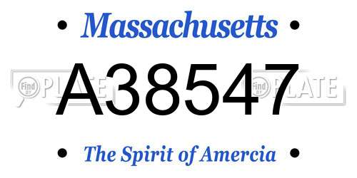 A38547 Massachusetts License Plate