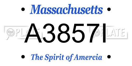 A3857I Massachusetts License Plate
