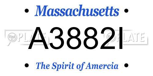 A3882I Massachusetts License Plate
