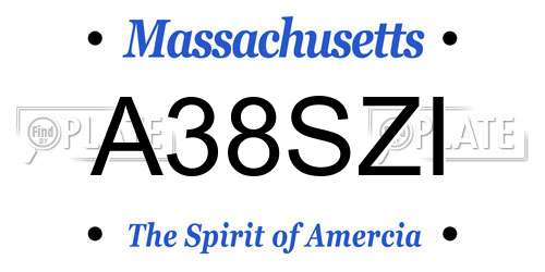 A38SZI Massachusetts License Plate