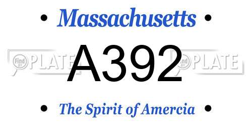 A392 Massachusetts License Plate