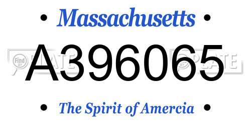 A396065 Massachusetts License Plate