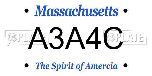 A3A4C Massachusetts License Plate