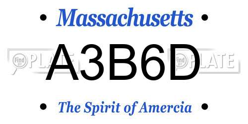 A3B6D Massachusetts License Plate