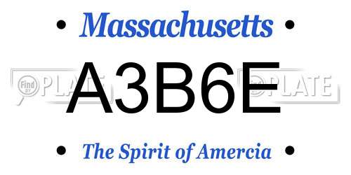 A3B6E Massachusetts License Plate