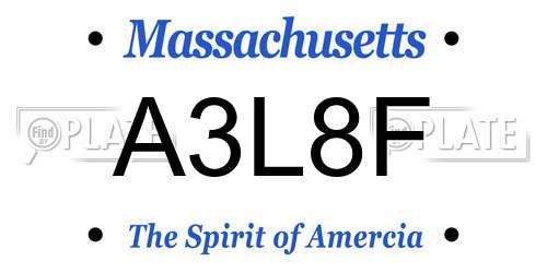 A3L8F Massachusetts License Plate