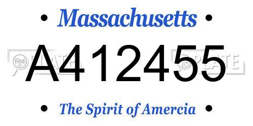 A412455 Massachusetts License Plate