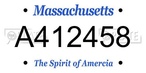 A412458 Massachusetts License Plate