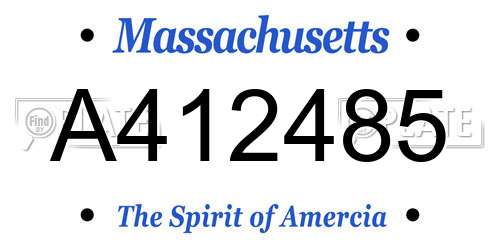 A412485 Massachusetts License Plate