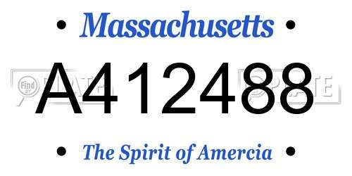 A412488 Massachusetts License Plate