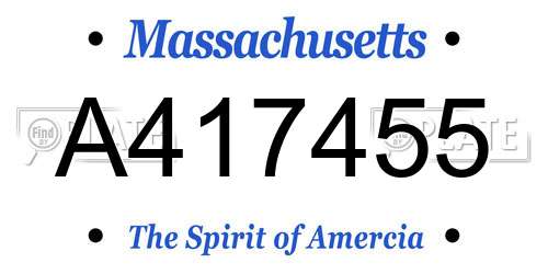 A417455 Massachusetts License Plate