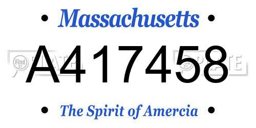A417458 Massachusetts License Plate
