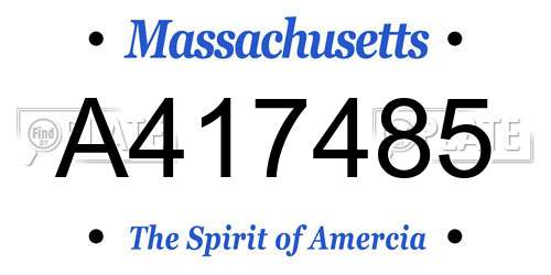 A417485 Massachusetts License Plate