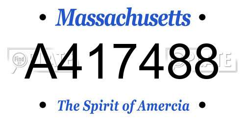 A417488 Massachusetts License Plate