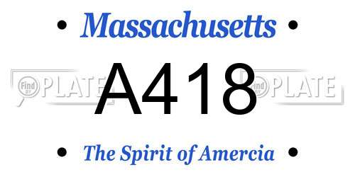 A418 Massachusetts License Plate