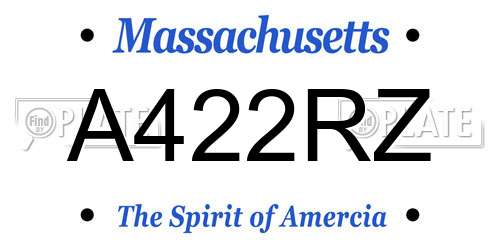 A422RZ Massachusetts License Plate