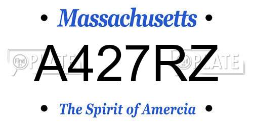 A427RZ Massachusetts License Plate