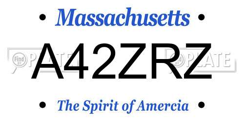 A42ZRZ Massachusetts License Plate