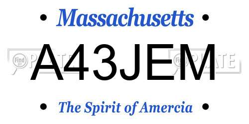 A43JEM Massachusetts License Plate