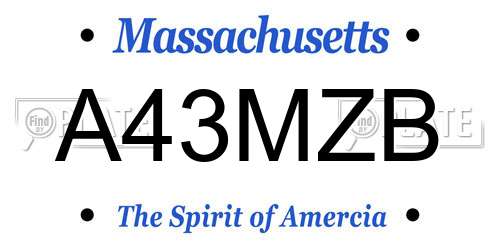 A43MZB Massachusetts License Plate