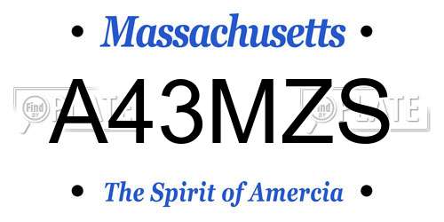 A43MZS Massachusetts License Plate