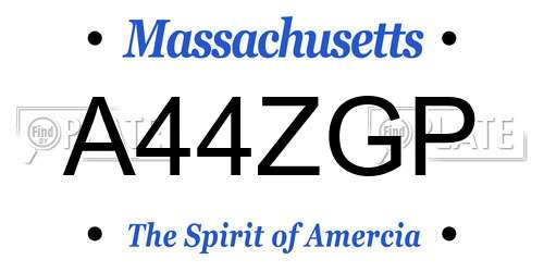 A44ZGP Massachusetts License Plate