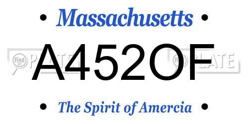 A452OF Massachusetts License Plate